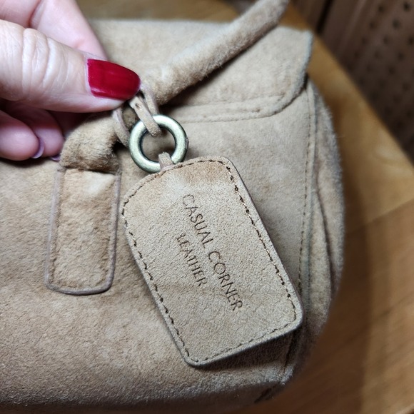 Casual Corner suede leather Purse Bag Soft‎ Camel Color Shoulder Classic - Picture 7 of 15
